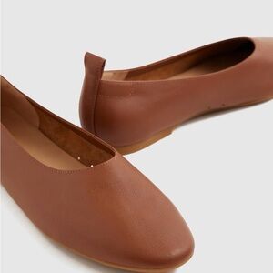 Quince Italian Leather Glove Ballet Flat | Cognac | size 9